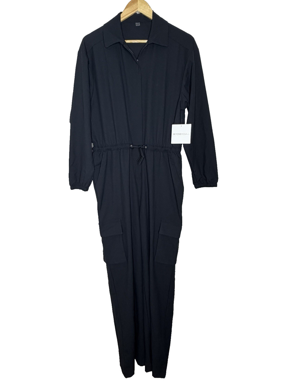 Beyond Yoga City Chic Jumpsuit Athleisure Wide Leg XS Black Cargo 90s Travel